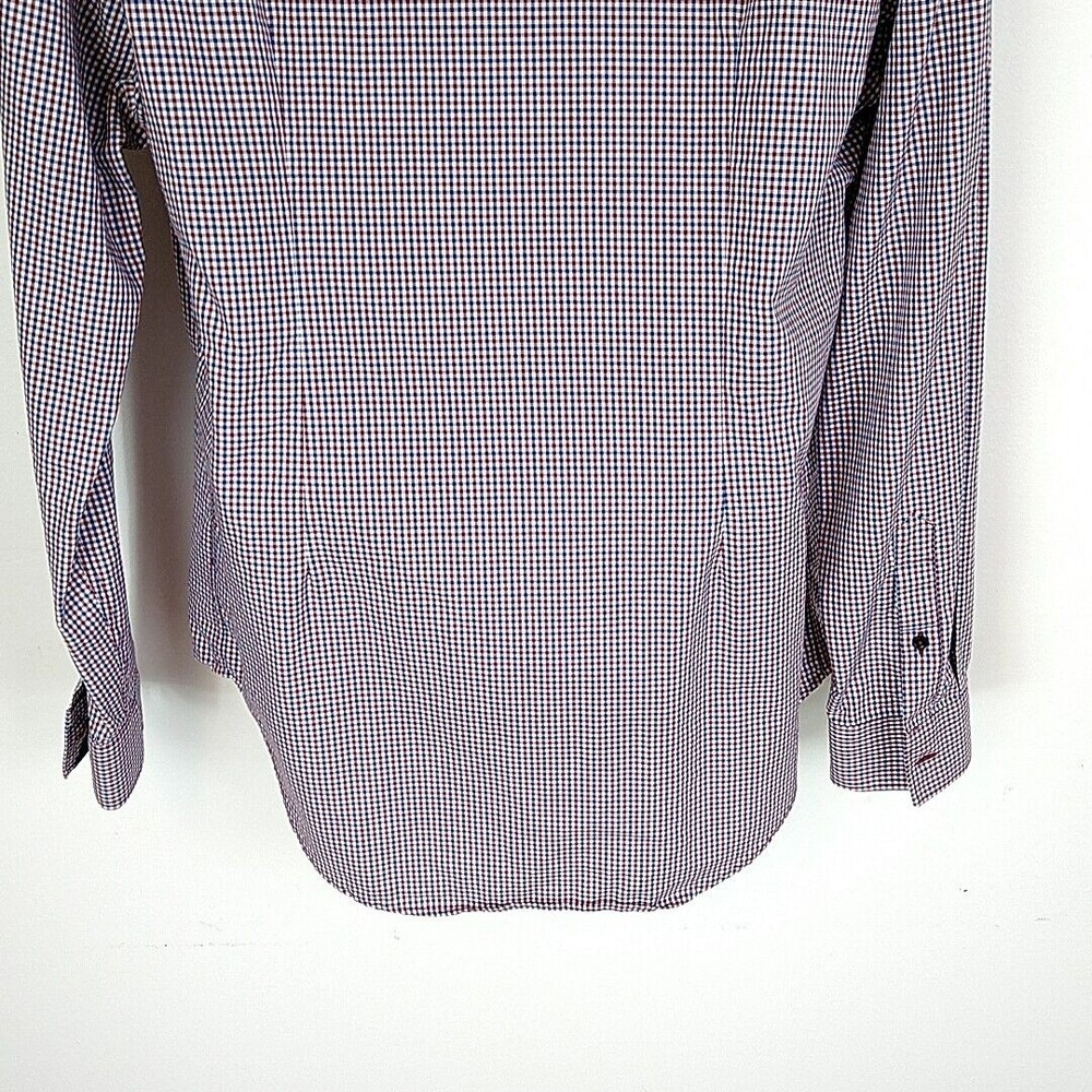 Zara Mens XXL Shirt Slim Fit Blue Red Checked Button Front Casual Dress Long Slv - Picture 7 of 9
